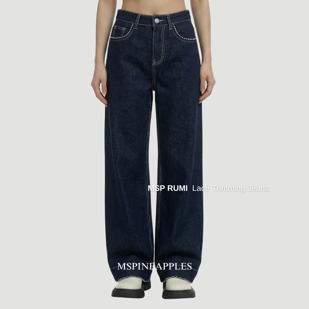 MSP RUMI LACE TRIMMING DENIM JEANS