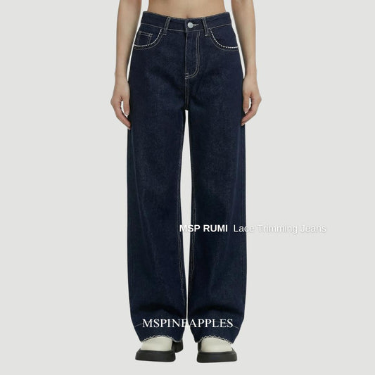 MSP RUMI LACE TRIMMING DENIM JEANS